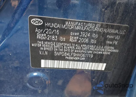 2017 Hyundai Elantra Se из США, поврежденный, VIN 5NPD84LF9HH061119